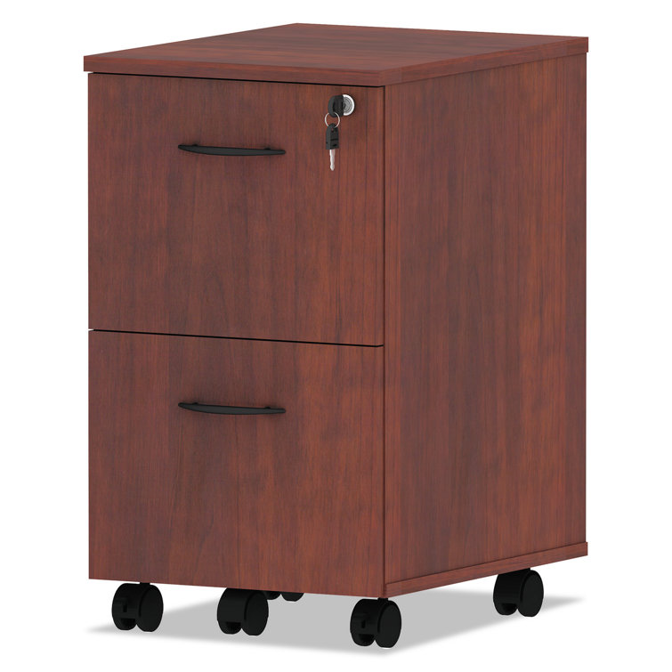 Medium Cherry 2-Drawer Lockable Mobile Pedestal File Cabinet