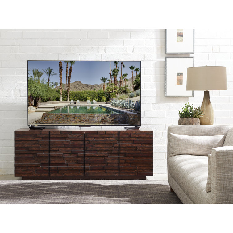 Brown Transitional Wood Media Console with Cabinet