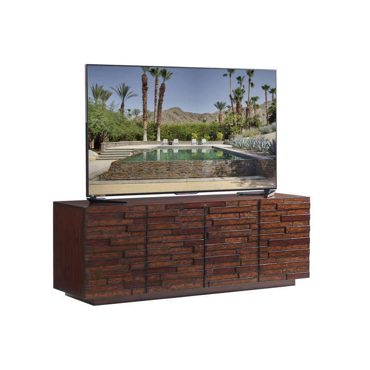 Brown Transitional Wood Media Console with Cabinet