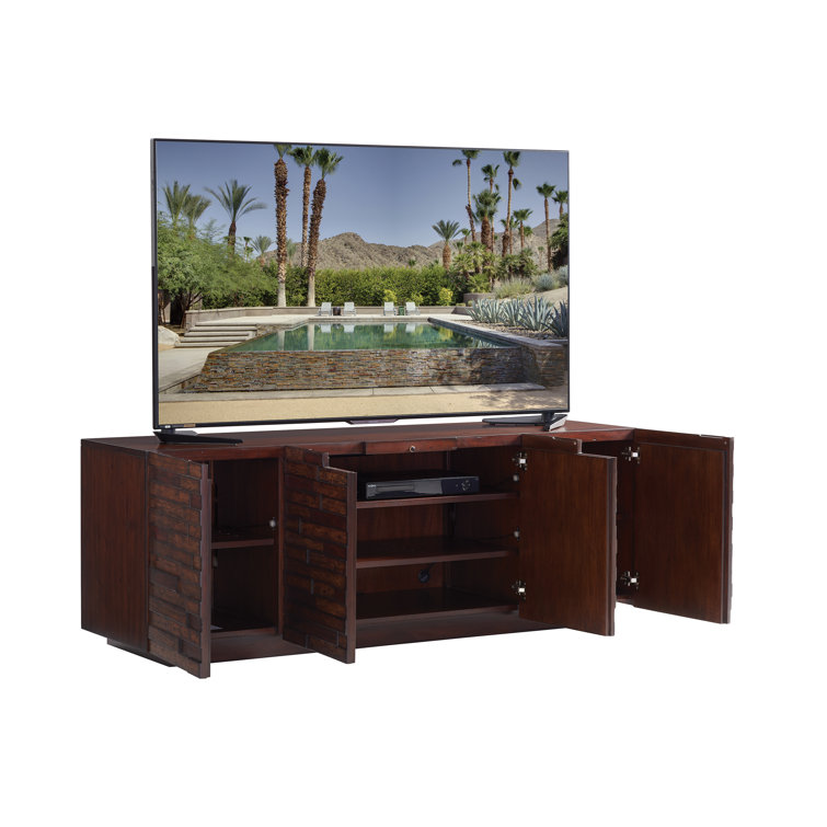 Brown Transitional Wood Media Console with Cabinet