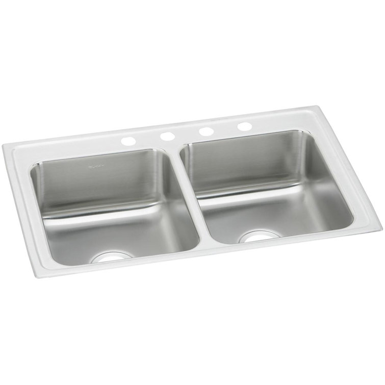 Elkay Stainless Steel Double Basin Drop-In Kitchen Sink, 43" x 22"