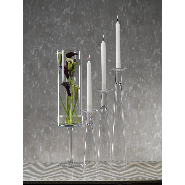 Large Clear Glass Tabletop Candlestick Holder