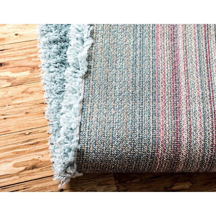 Niagara Blue Braided Shag Runner Rug 2' x 10' - Stain-Resistant & Kid-Friendly
