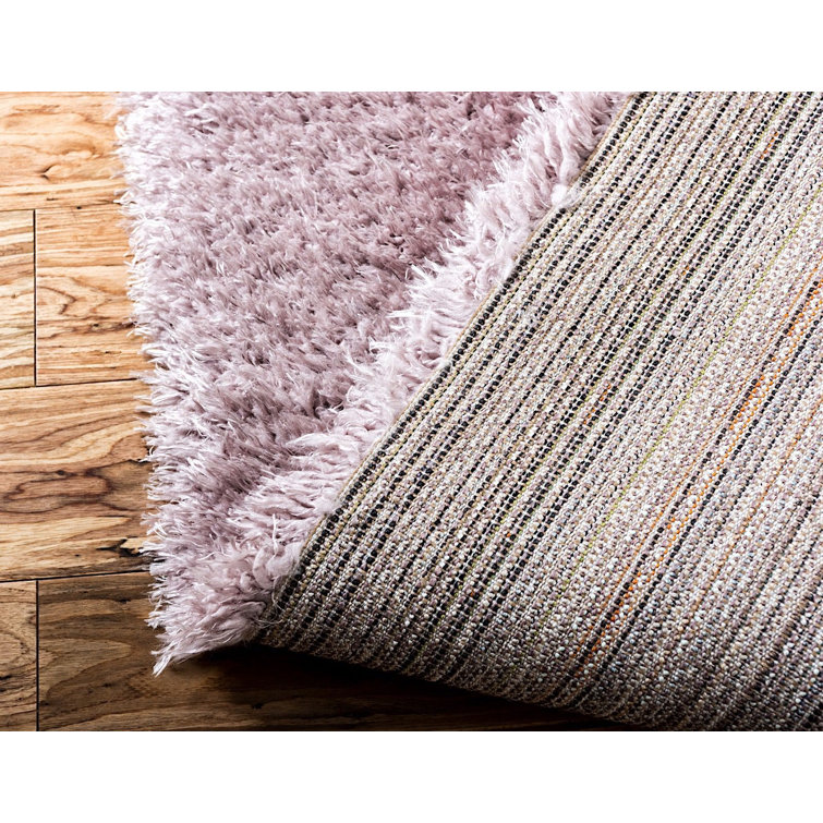 Lorelei Pink Solid Synthetic Shag Rectangular Rug