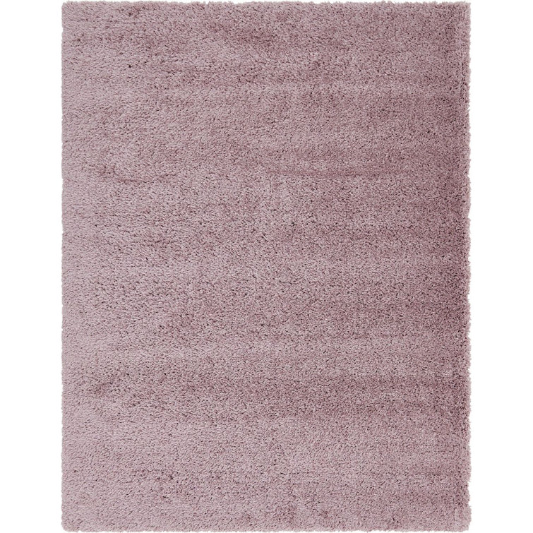 Lorelei Pink Solid Synthetic Shag Rectangular Rug
