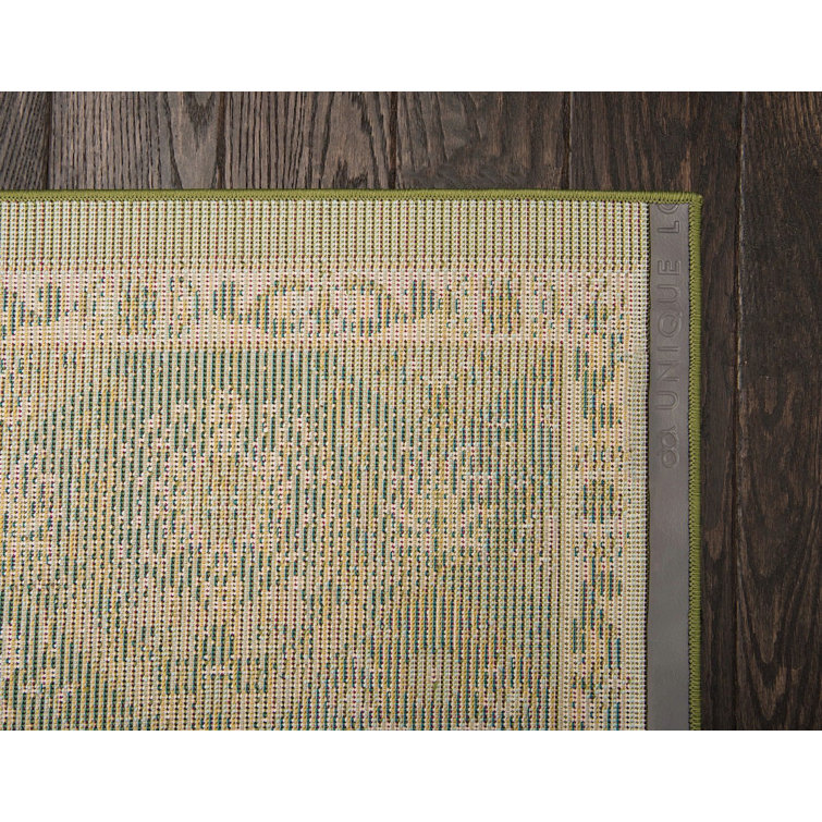 Green Abstract Pattern Square Indoor Rug