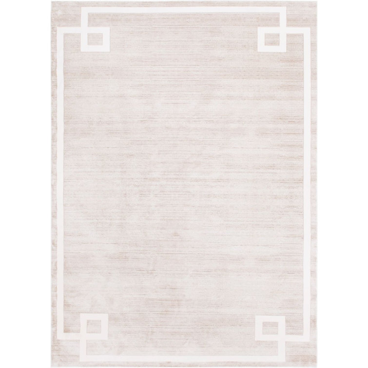 Beige Geometric Rectangular 8' x 10' Stain-Resistant Area Rug