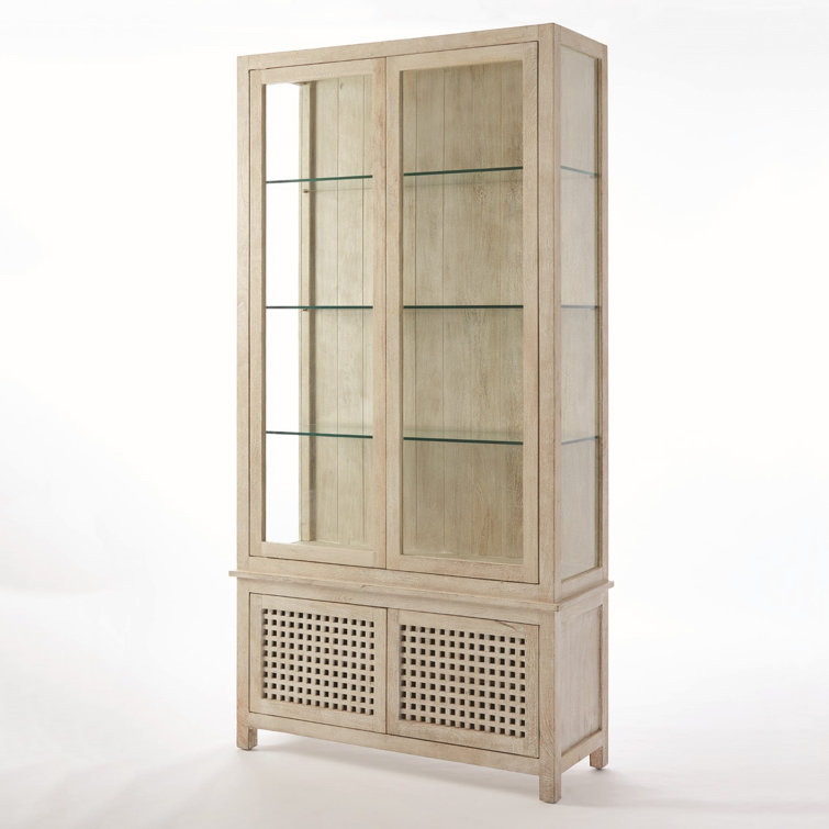 Weathered Steel Mango Wood and Glass Curio Cabinet
