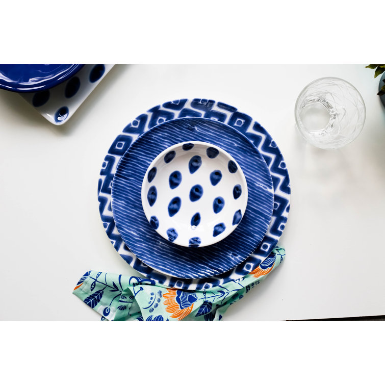 Handcrafted Blue and White Ceramic Appetizer Plates Set