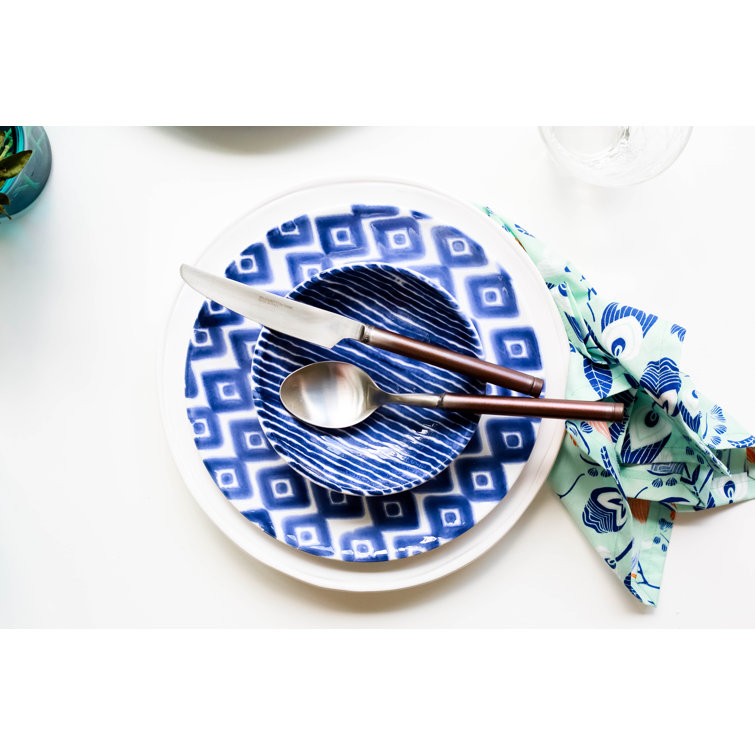 Handcrafted Blue and White Ceramic Appetizer Plates Set