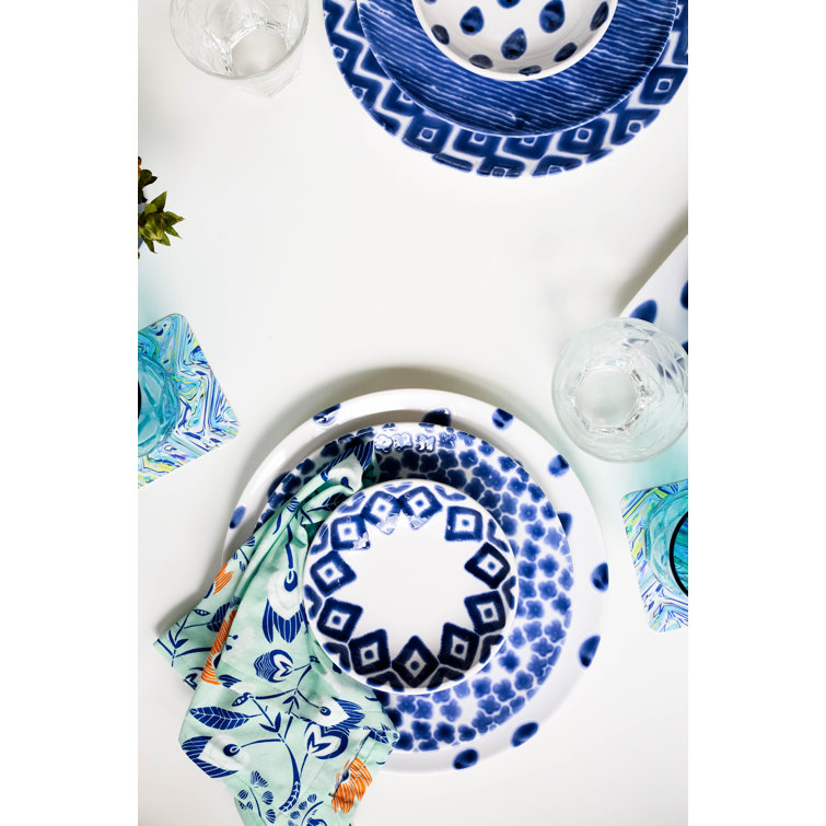 Santorini Blue and White Ceramic 3-Piece Dinnerware Set