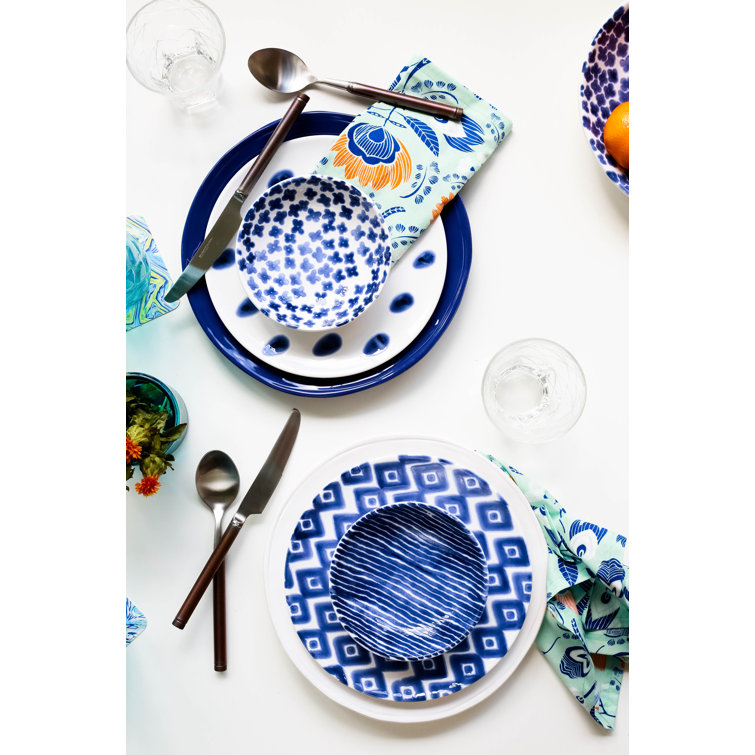 Handcrafted Blue and White Ceramic Appetizer Plates Set