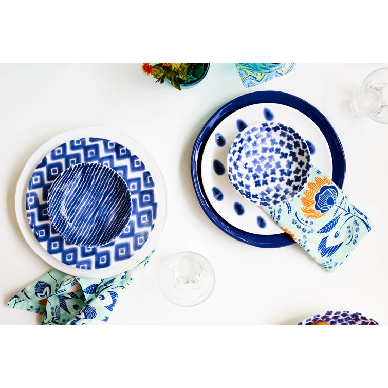 Handcrafted Blue and White Ceramic Appetizer Plates Set