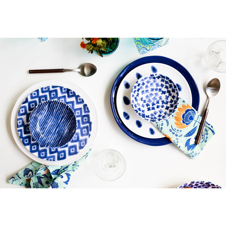 Handcrafted Blue and White Ceramic Appetizer Plates Set