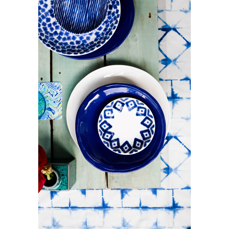 Santorini Blue and White Ceramic 3-Piece Dinnerware Set