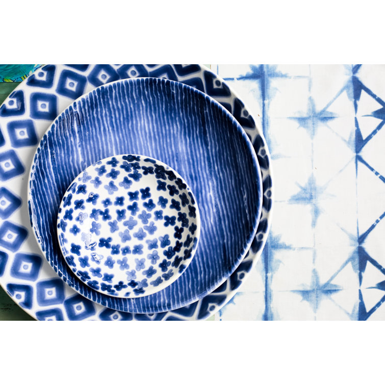 Handcrafted Blue and White Ceramic Appetizer Plates Set