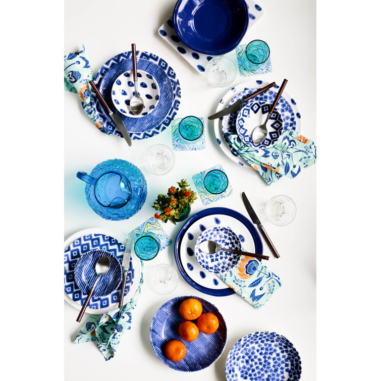 Santorini Blue and White Ceramic 3-Piece Dinnerware Set