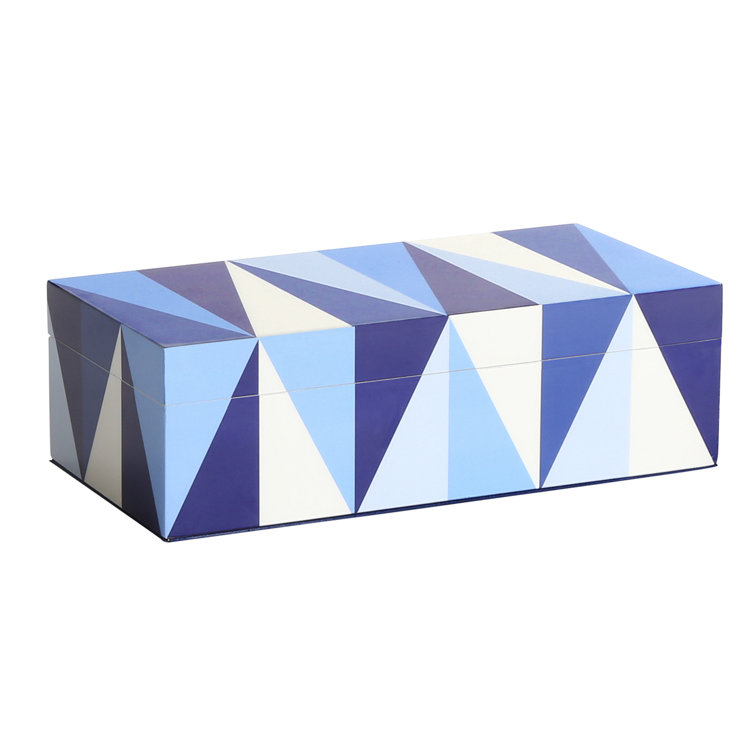 Small Blue Geometric Lacquer Lidded Box