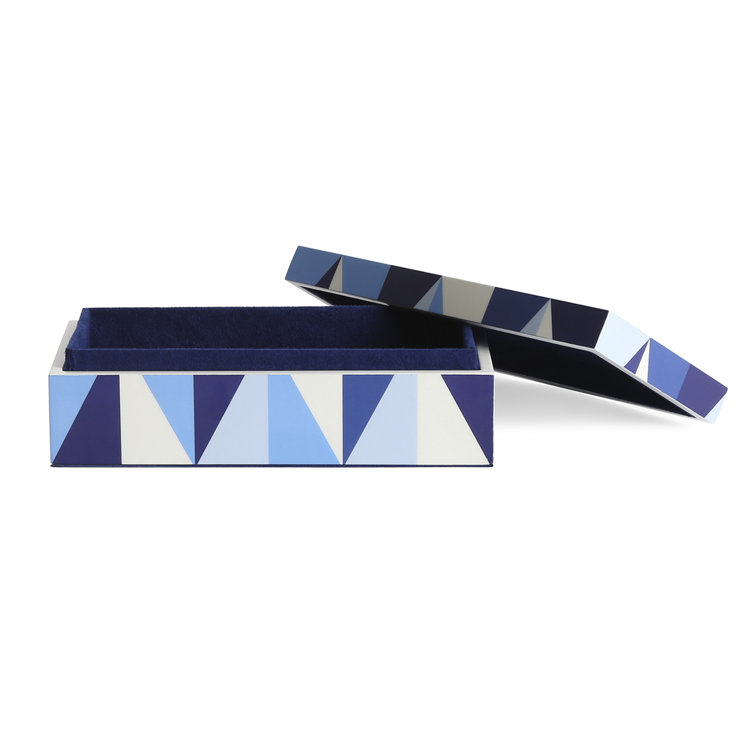 Small Blue Geometric Lacquer Lidded Box