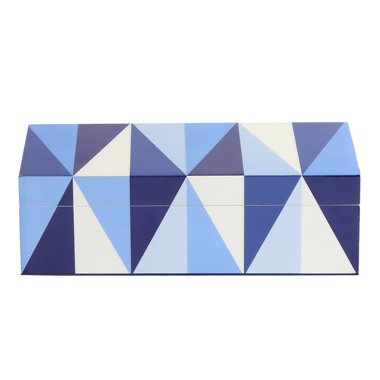 Small Blue Geometric Lacquer Lidded Box