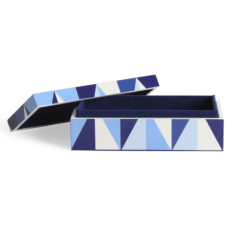 Small Blue Geometric Lacquer Lidded Box