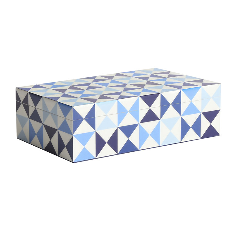 Medium Blue Geometric Lacquer Stackable Box