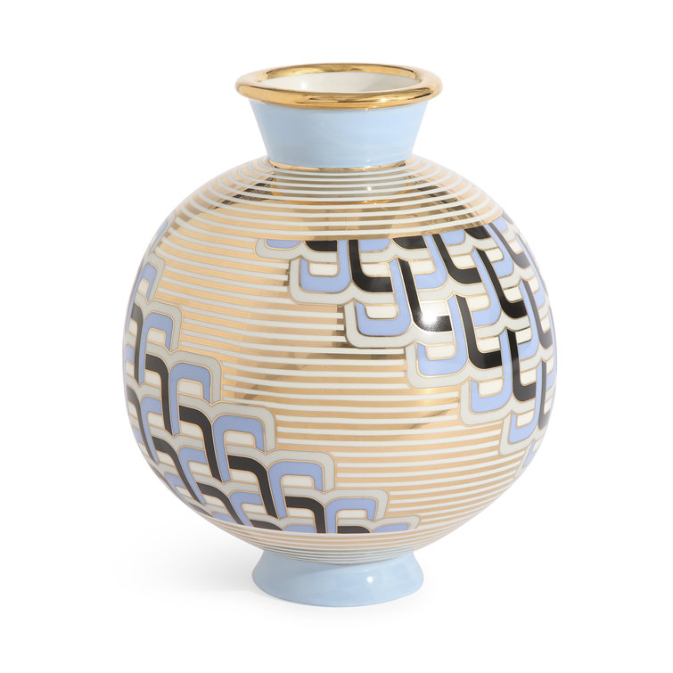 Gold and Blue Porcelain Decorative Table Vase