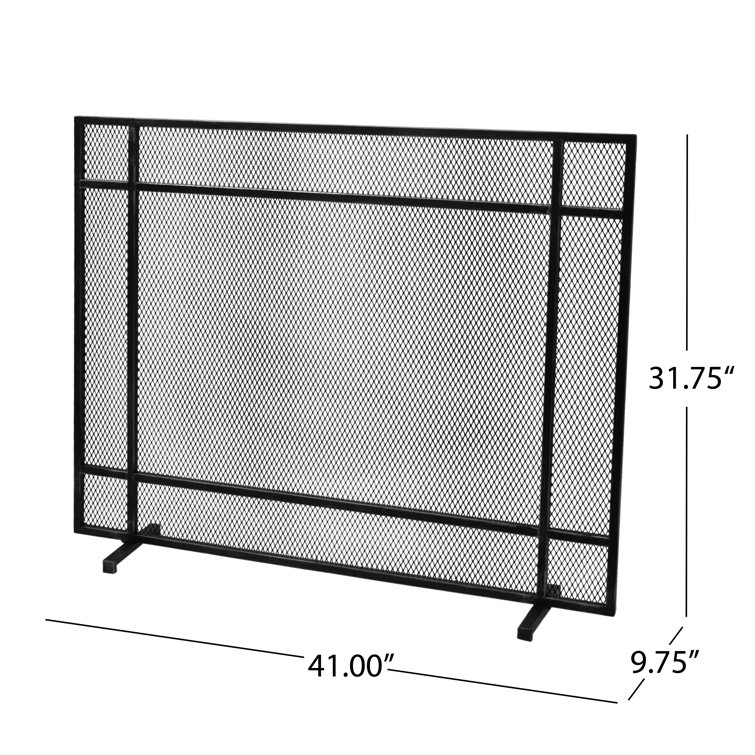 Markus Black Brushed Silver Iron Single Panel Fireplace Screen