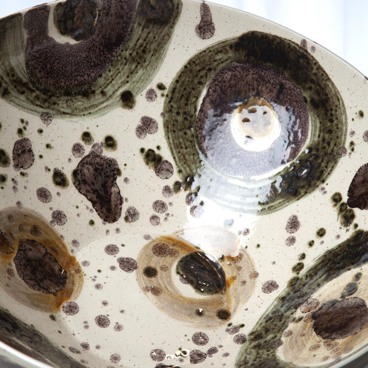 Handcrafted Earthtone Ceramic Bowl with Stand