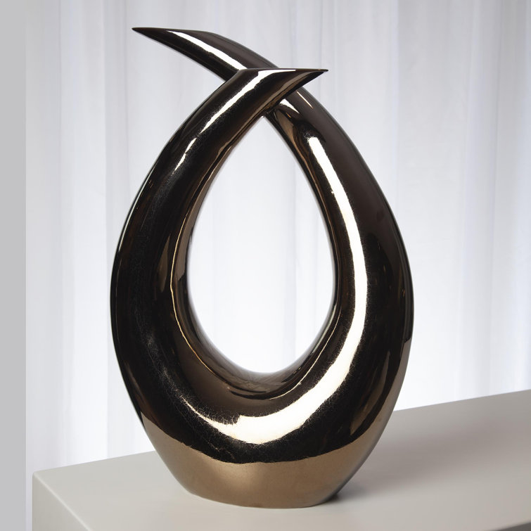 Portuguese Handcrafted Ceramic Bronze Loop Sculpture