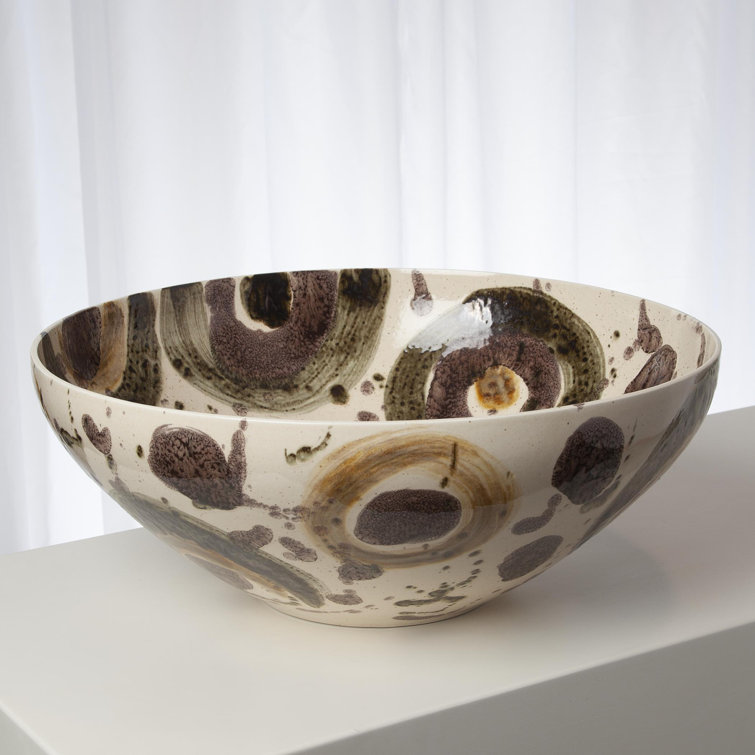 Handcrafted Earthtone Ceramic Bowl with Stand
