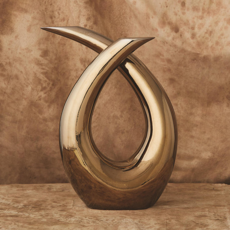Portuguese Handcrafted Ceramic Bronze Loop Sculpture