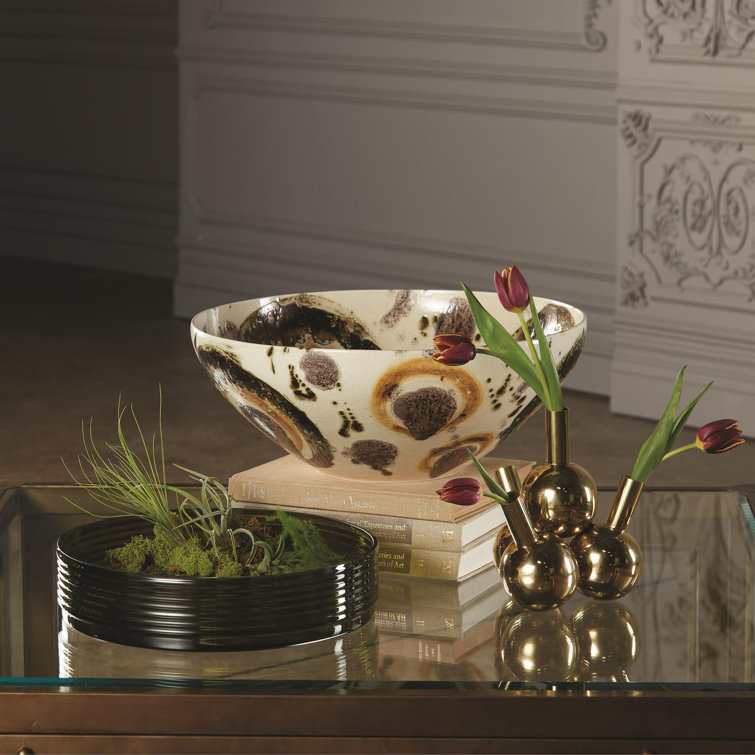 Handcrafted Earthtone Ceramic Bowl with Stand