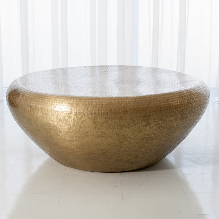 Elegant Goa Round Cocktail Table in Antique Brass Finish