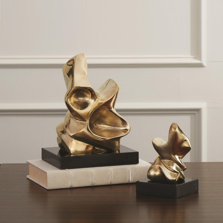 Mid-Century Abstract Brass Figural Sculpture on Marble Base