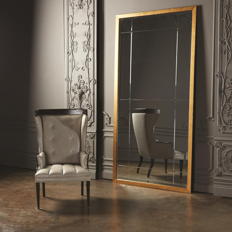 Gold Leaf Rectangular Floor Mirror with Pine Frame