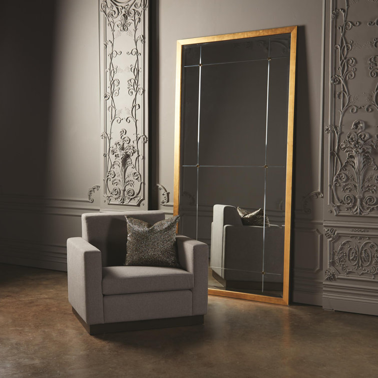 Gold Leaf Rectangular Floor Mirror with Pine Frame