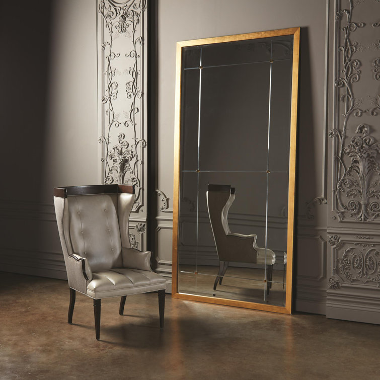 Gold Leaf Rectangular Floor Mirror with Pine Frame