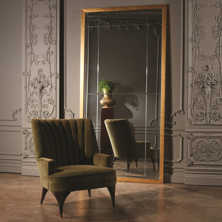 Gold Leaf Rectangular Floor Mirror with Pine Frame
