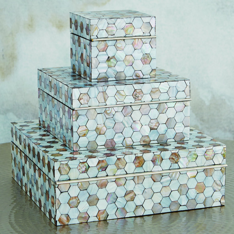 Elegant Lacquered Mother of Pearl Lidded Box