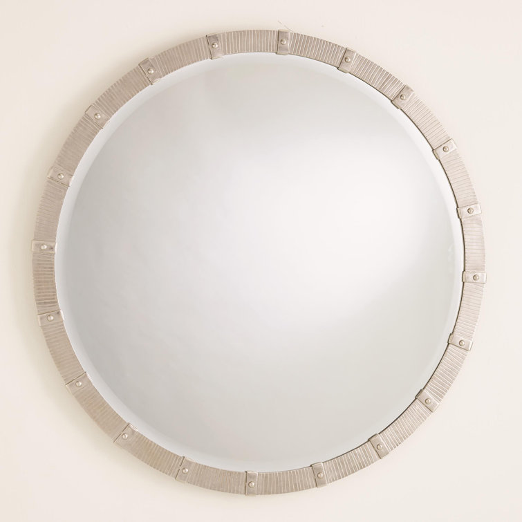 Galleon Round Wood and Nickel 42" Mirror