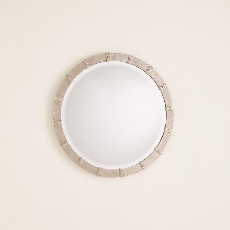 Galleon Round Wood and Nickel 42" Mirror