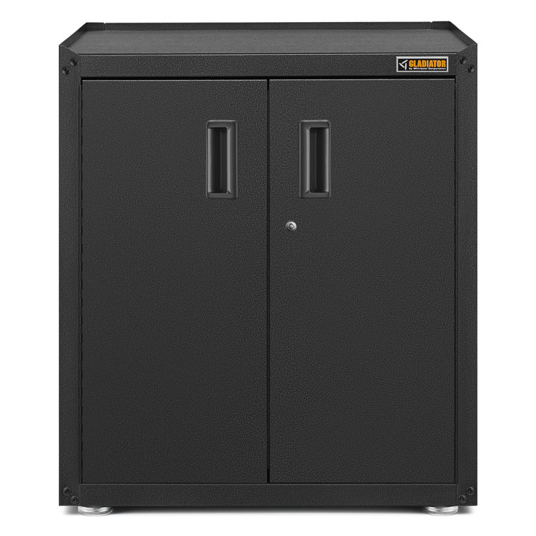 Freestanding Lockable White Storage Cabinet with Adjustable Shelving