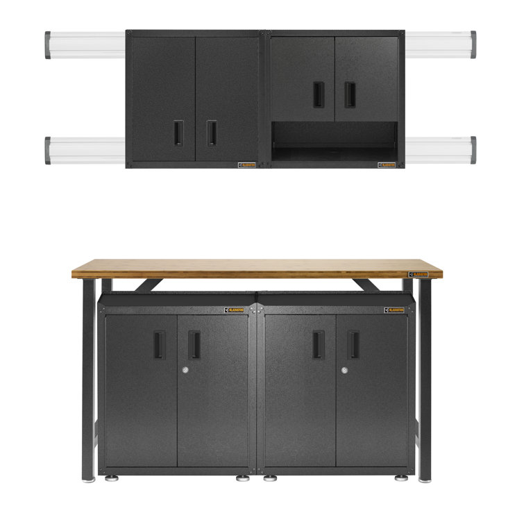 Freestanding Lockable White Storage Cabinet with Adjustable Shelving