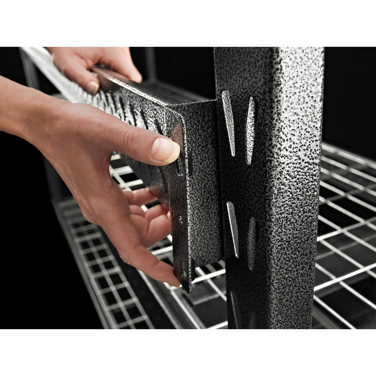 77" Wide Hammered Granite Heavy Duty Metal Rack with Four Shelves