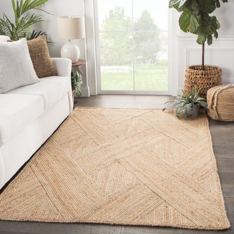 Handmade Beige Geometric Jute Area Rug, 2' x 3'