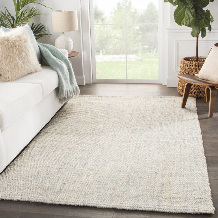 Handmade Blue and White Jute Rectangular Area Rug
