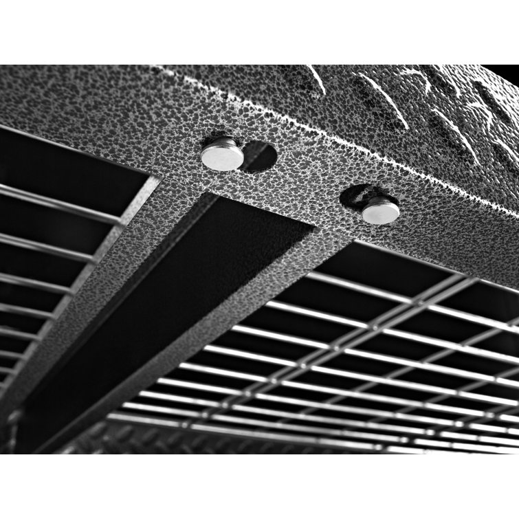 77" Wide Hammered Granite Heavy Duty Metal Rack with Four Shelves