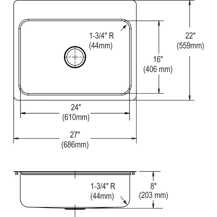 Dayton 31" Stainless Steel Single Bowl Drop-In Kitchen Sink