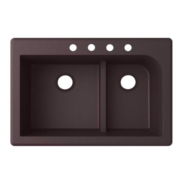 Espresso Granite Composite Double Bowl Kitchen Sink with Matte Finish